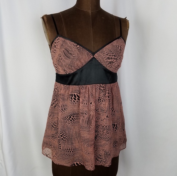 Vintage 90s Y2K Silk Spaghetti Strap Top Empire Waist Satin Trim S Express - Picture 3 of 7